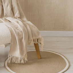 Плед хлопковый 140х200 бежевый