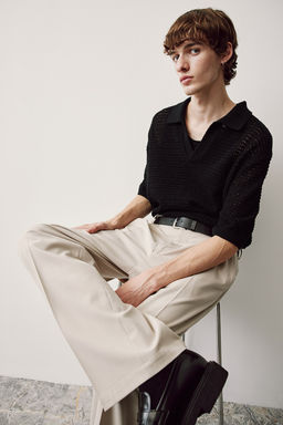 Polo en punto calado Loose Fit - H&m фото 4