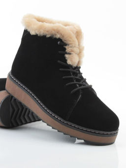 04-5606-3 BLACK Ботинки зимние женские (натуральная кожа, 100% шерсть)