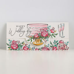 Цена за 10 шт. Конверт для денег фигурный «С днём свадьбы», 17.5×8 см