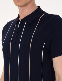 Lacivert Slim Fit Polo Yaka Fermuarl_ Triko Ti__rt - Pierre cardin фото 7