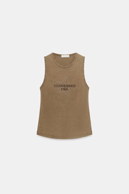 CAMISETA TACHAS TEXTO / Marr?n oscuro - Zara фото 4