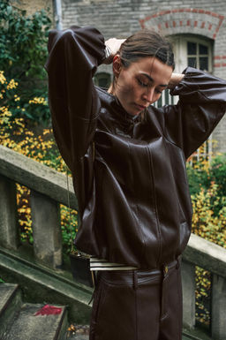 FAUX LEATHER HIGH-NECK JACKET - Zara фото 8