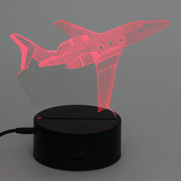 Цена за 2 шт. Светильник ночник "3D-Самолёт" на пластиковой подставке, с включателем USB