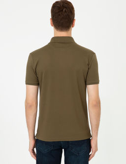 Haki Polo Yaka Slim Fit Basic Merserize T-shirt