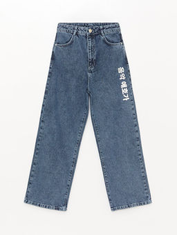 K-Pop Bask?l? Geni? Pa?a K?z ?ocuk Jean Pantolon