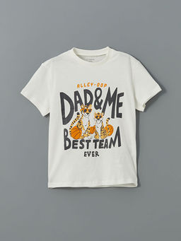 Bisiklet Yaka Bask?l? Penye Erkek ?ocuk Ti??rt