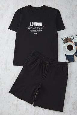 TRENDYOL MAN Siyah Bask?l? Regular Fit Orme Sortlu Pijama Tak?m? TMNSS25PT00013 - Trendyolmilla фото 4