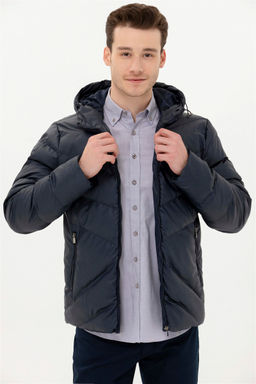 Мужская темно-синяя кожаная куртка - U.s. polo assn фото 2