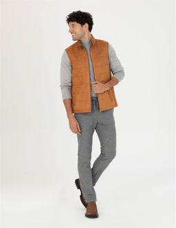 Gri Slim Fit Kanvas Pantolon