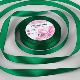 Цена за 3 шт. Лента атласная, 12 мм, 23±1 м, насыщенно-зелёная №С1123