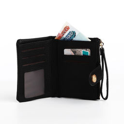 Кошелёк на кнопке, цвет чёрный - Simaland фото 5