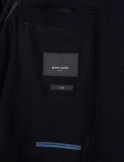 Lacivert Slim Fit _izgili %100 Y_n Tak_m Elbise