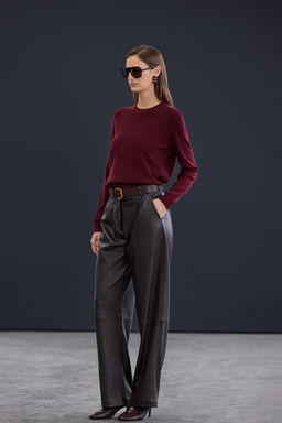 Trendyol Studio Bordo Yunlu Bisiklet Yaka Yumusak Dokulu Triko Kazak TWOAW26KZ00250 - Trendyolmilla фото 3