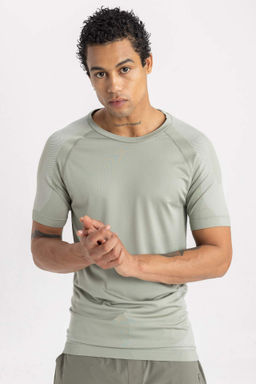 DeFactoFit Slim Fit Dar Kesim Bisiklet Yaka Sporcu K?sa Kollu Tisort  фото 4