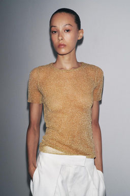 METALLIC SHORT SLEEVE T-SHIRT - Zara фото 2