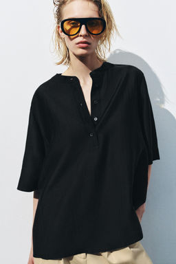 BLUSA FLUIDA MANGA CORTA ZW COLLECTION / Negro - Zara фото 2