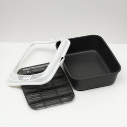 Туалет для кошек «Сима»FIX, 30×39×13.5 см, с бортом, сеткой и совком, пластик, серый, совок МИКС