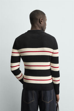 STRIPED JACQUARD KNIT POLO SHIRT - Zara фото 12