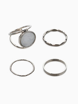 Набор колец 3 шт "Новый стиль" линии, размер МИКС, цвет белый в серебре