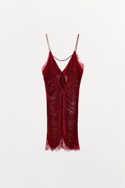 SHORT LACE DRESS WITH FRINGING - Zara фото 8