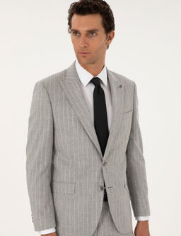 Светло-серый приталенный костюм - Cacharel фото 3