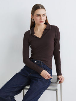 Polo Yaka Fitilli Kad?n Ti??rt