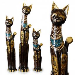 Статуэтки из дерева Набор Кошек 3 в 1 Оберег Удача в дом - Сандаловый дом фото 2