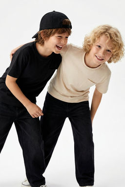 Siyah-Bej 2li Erkek Cocuk %100 Pamuk Basic K?sa Kol Orme T-Shirt TKDSS25TS00018 - Trendyolmilla фото 6