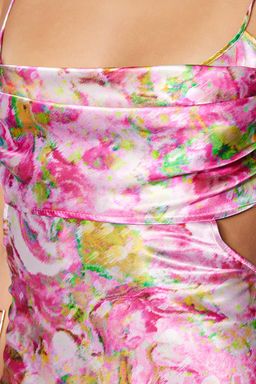 TRENDYOLMILLA Pembe-Cok Renkli Cicek Desenli Dokuma Saten S?k Abiye Elbise TPRSS23EL00305  фото 6