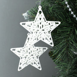 Елочное украшение Звезда 2 штуки/ ZT2023-087 /уп 250/1000/белый - Галеонтрейд фото 2