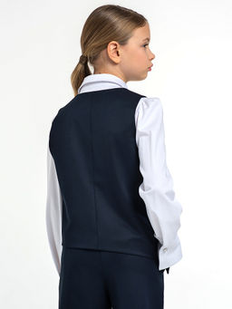 Синий школьный жилет для девочки Mooriposh, модель 1121 фото 6