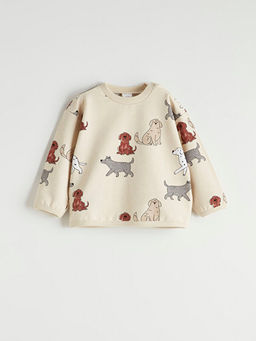 Bask?l? Erkek Bebek Sweatshirt ve E?ofman Alt?