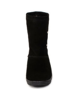 Полусапоги женские на литой подошве., Черные. Замша. Подклад овчина.