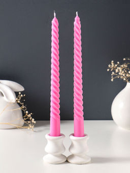 Цена за 2 шт. Свеча витая 25 см (набор 2 шт) 57 гр, 5 ч, цв. розовый
