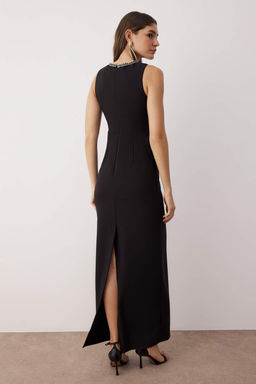 Siyah Aksesuar Detayl? Dokuma Maxi Abiye & Mezuniyet Elbisesi TPRAW26AE00002 - Trendyolmilla фото 4