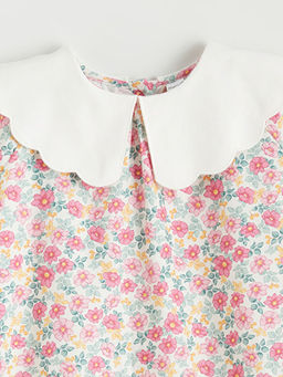 Bebe Yaka ?i?ekli K?z ?ocuk Elbise