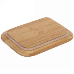 Контейнер стеклянный 400мл "Хай-Тек" прямоугольный с бамбуковой крышкой