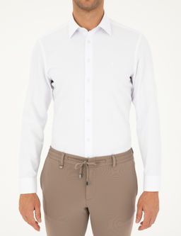 Beyaz Slim Fit Arm_rl_ Uzun Kollu G_mlek