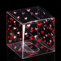 Цена за 5 шт. Складная коробка из PVC Сердца, 5 x 5 x 5 см