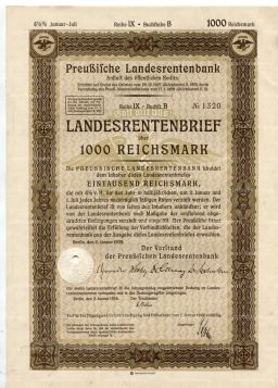 Облигация 4,5% 1000 рейхсмарок 1935 года Германия