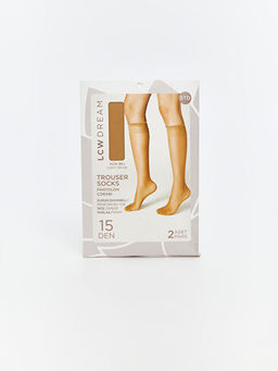 15 Denye Parlak Kad?n Diz Alt? ?orap 2li