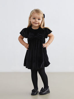 Fiyonk Detayl? Kadife K?z Bebek Elbise