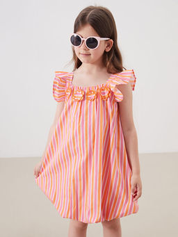Bisiklet Yaka K?z ?ocuk Poplin Elbise