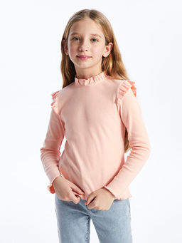 Dik Yaka Basic Uzun Kollu K?z ?ocuk Ti??rt