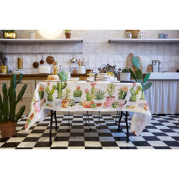 Скатерть Этель «Кактусы» 220×147 см, 100% хлопок, рогожка 160 г/м²