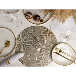 Цена за 12 шт. Салфетка сервировочная на стол Гипноз, d=38 см, цвет золото