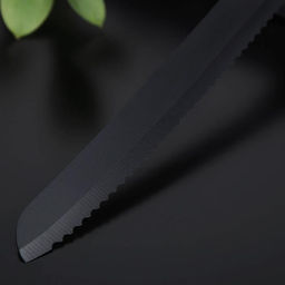 Нож кухонный с антиналипающим покрытием Доляна Супер-блэк, лезвие 20 см, хлебный, цвет чёрный фото 2