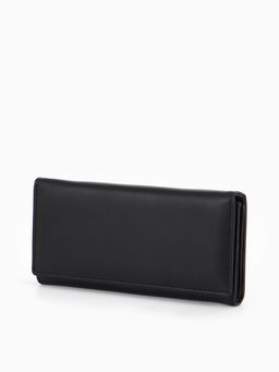 Кошелек жен 06-01-01 Июнь2523, 19*3*10 см, 3 отд+отд/молн, д/карт, д/монет, на магните черн   109097