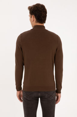 Erkek Slim Fit Bo_azl_ Kahverengi Basic Kazak - U.s. polo assn фото 5